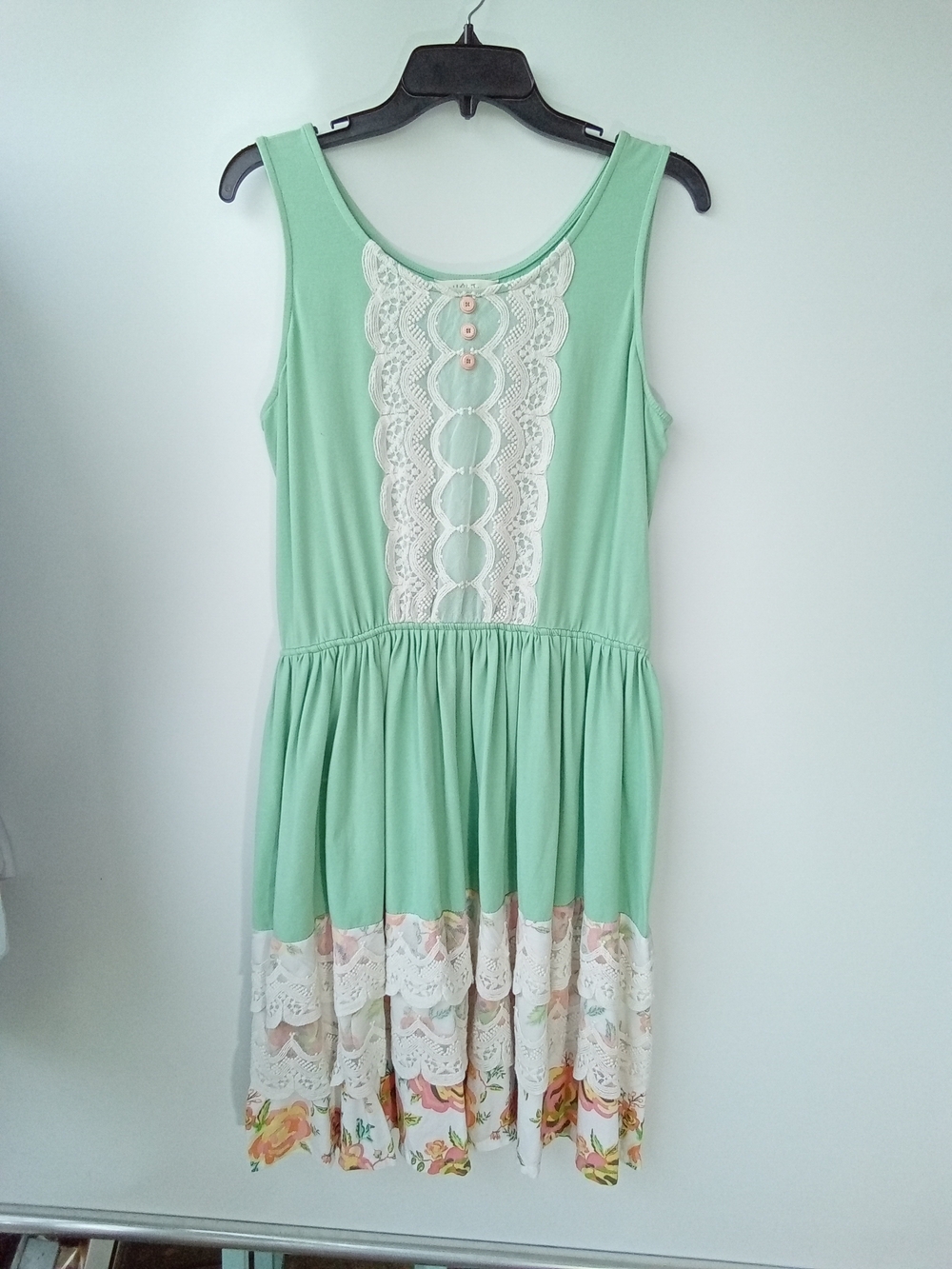 Matilda Jane Mint Green Floral Lace Tiered Dress Size M